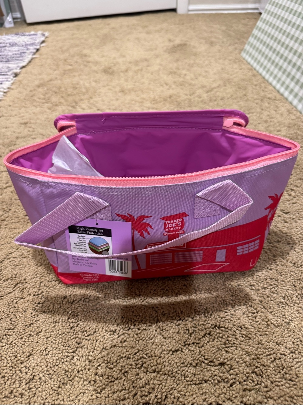 Trader Joe's Pink & Purple Insulated Grocery Tote